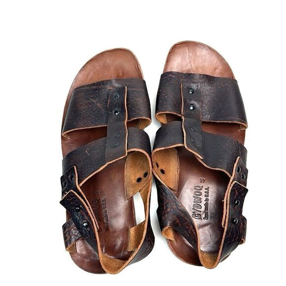 Cydwoq Men’s Leather Slingback Sandals Brown Handmade in New York size 45 US 11 - Picture 5 of 14